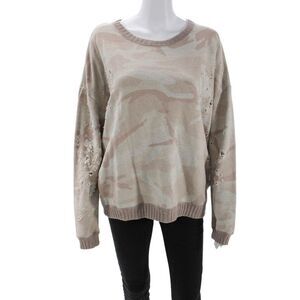 IRO Jeans Womens Long Sleeve Distressed Camouflage Sweatshirt Brown Size Medium